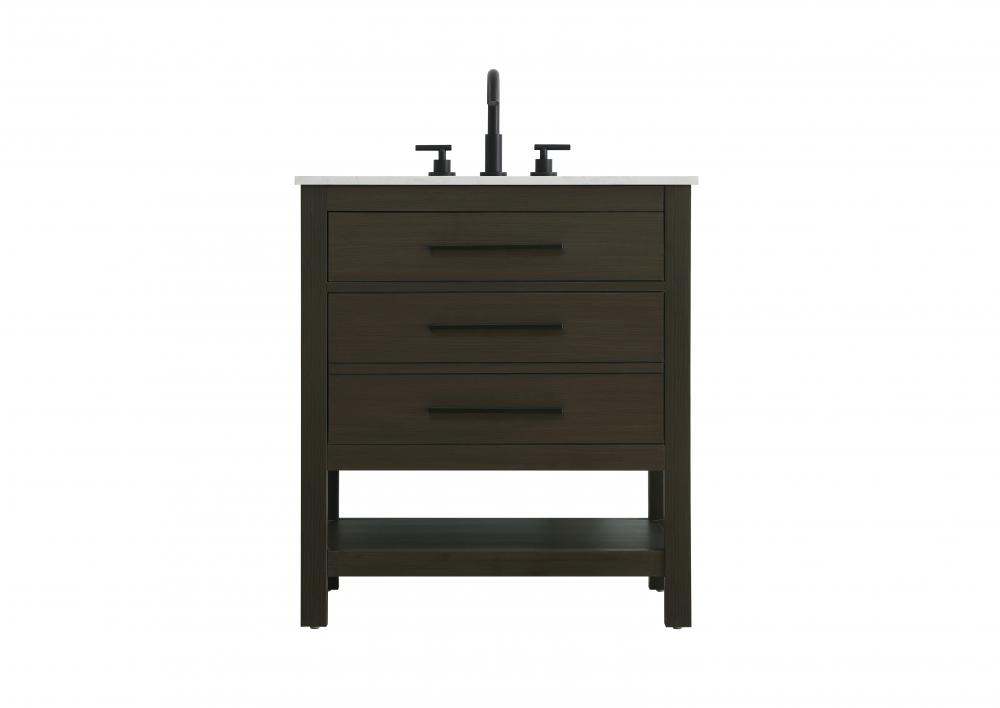 30 inch Single Bathroom Vanity in Mocha Brown