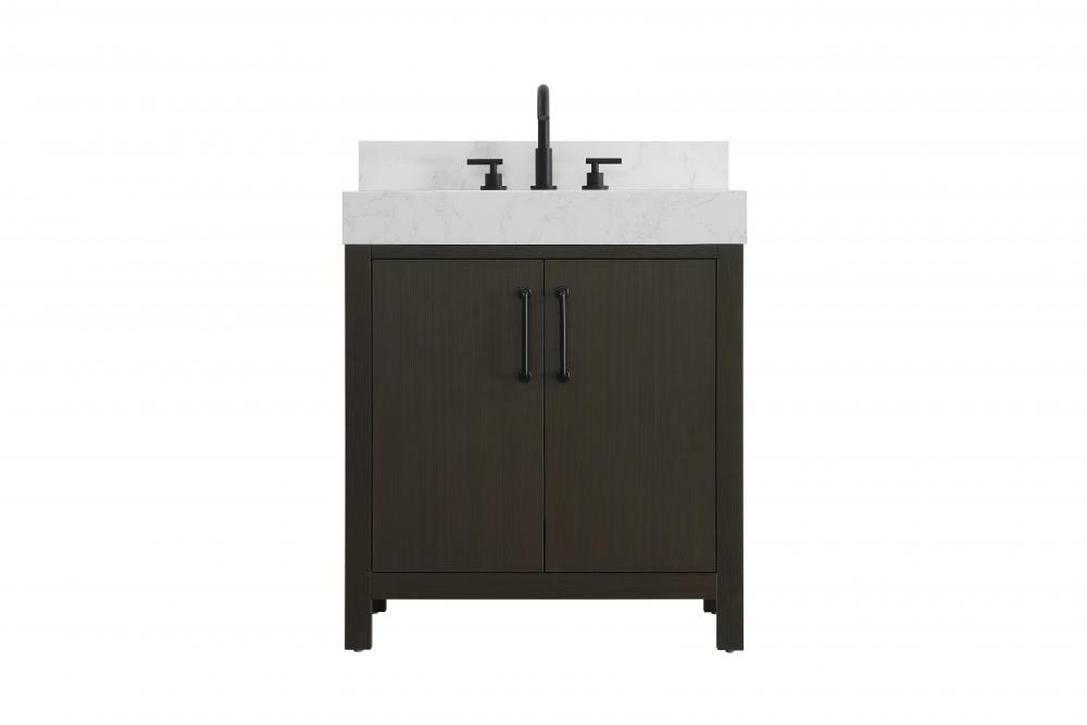 30 inch Single Bathroom Vanity In Mocha Brown with backsplash