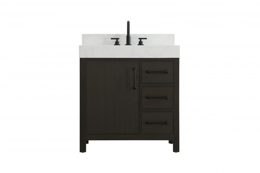 32 inch Single Bathroom Vanity In Mocha Brown with backsplash