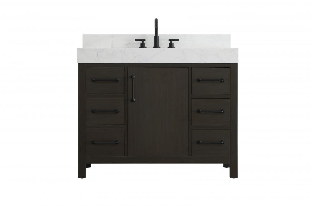 42 inch Single Bathroom Vanity In Mocha Brown with backsplash