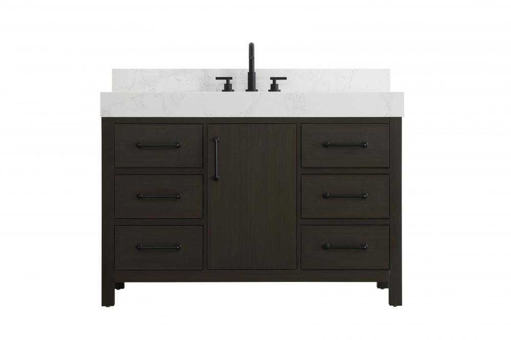 48 inch Single Bathroom Vanity In Mocha Brown with backsplash