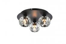 Elegant 3509F12BK - Graham 3 Light Ceiling Lamp in Black