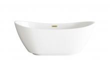 Elegant BT10362GW-BGD - 62 inch Soaking Bathtub in Glossy White with Brushed Gold Trim