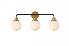 Elegant LD7034W28BRB - Hanson 3 lights bath sconce in black with brass with frosted shade