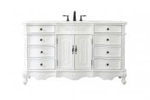 Elegant VF10160AW-VW - 60 inch Single Bathroom vanity in antique white with ivory white engineered marble