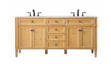 Elegant VF12572DNW - 72 Inch Double Bathroom Vanity in Natural Wood