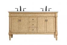 Elegant VF13060DAB - 60 Inch Double Bathroom Vanity in Antique Beige