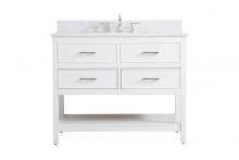 Elegant VF19042WH-BS - 42 inch Single bathroom vanity in white with backsplash