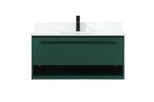 Elegant VF43540MGN-BS - 40 inch Single bathroom vanity in green with backsplash