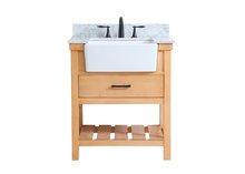 Elegant VF60130NW-BS - 30 Inch Single Bathroom Vanity in Natural Wood with Backsplash