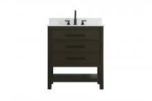 Elegant VF60530MMB-BS - 30 inch Single Bathroom Vanity in Mocha Brown with backsplash