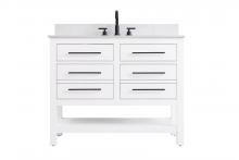 Elegant VF60542WH-BS - 42 inch Single Bathroom Vanity in White with backsplash