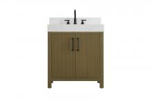 Elegant VF60630MCB-BS - 30 inch Single Bathroom Vanity In Chestnut Brown with backsplash