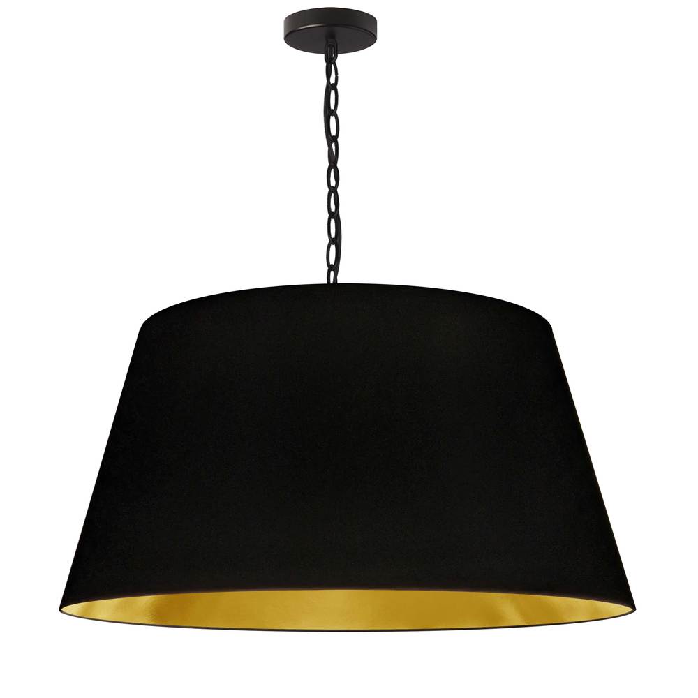 1LT Brynn Large Pendant, Blk/Gld Shade, Black