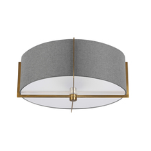 Dainolite PST-153SF-AGB-GRY - 3 Light Incandescent Semi-Flush Mount, Aged Brass with Grey Shade