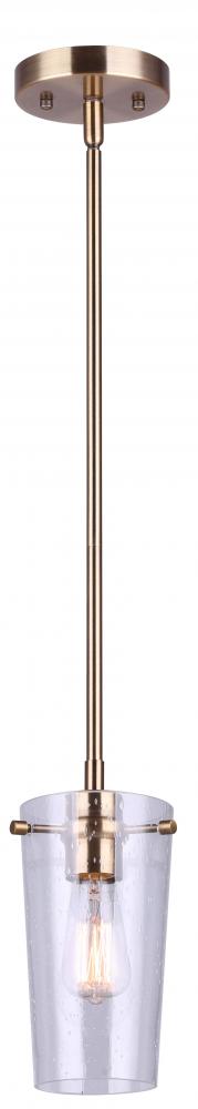 VIVIEN, IPL1080A01GD -G-, 1 Lt Rod Pendant, Seeded Glass, 60W Type A, 4.75inch W x 11.5 - 59.5inch H