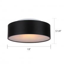 Canarm IFM318A13BK - Dexter, IFM318A13BK, MBK Color, 2 Lt Flushmount, 60 W Type A, 13" W x 5.25" H, Eash Connect