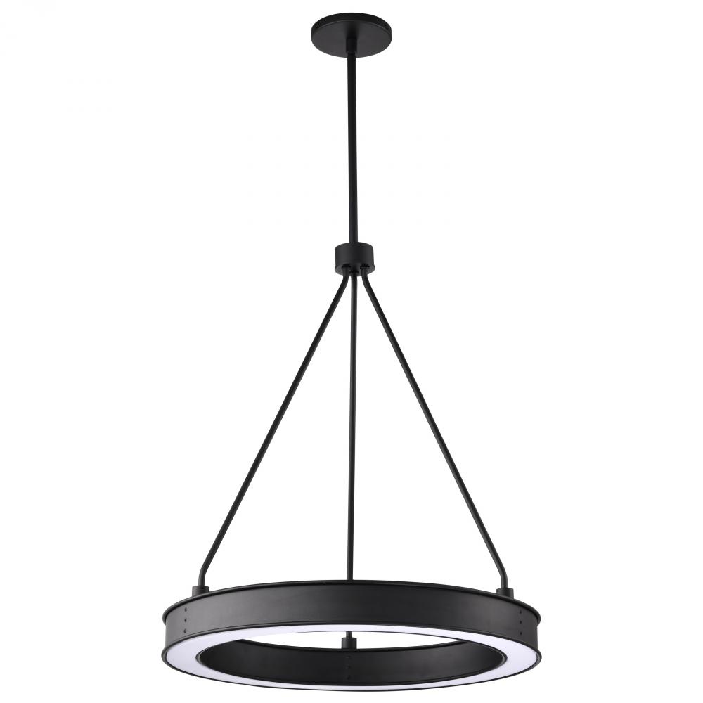 Longford; 20 Inch LED Pendant; Textured Black; Acrylic Lens