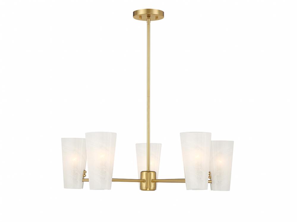 5-Light Chandelier in Natural Brass