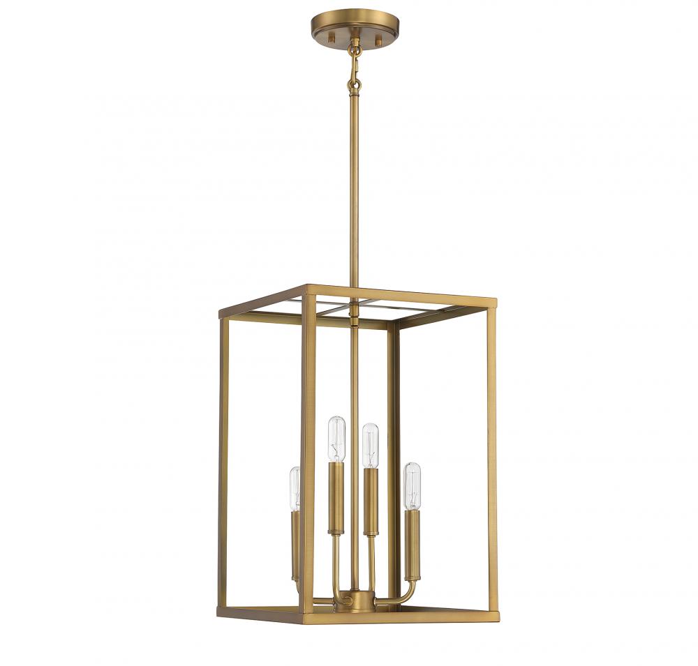 4-Light Pendant in Natural Brass