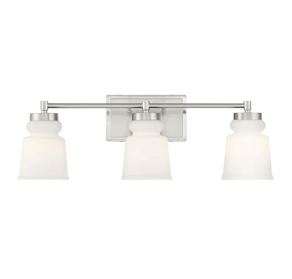 3-Light Bathroom Vanity Light in Brushed Nickel