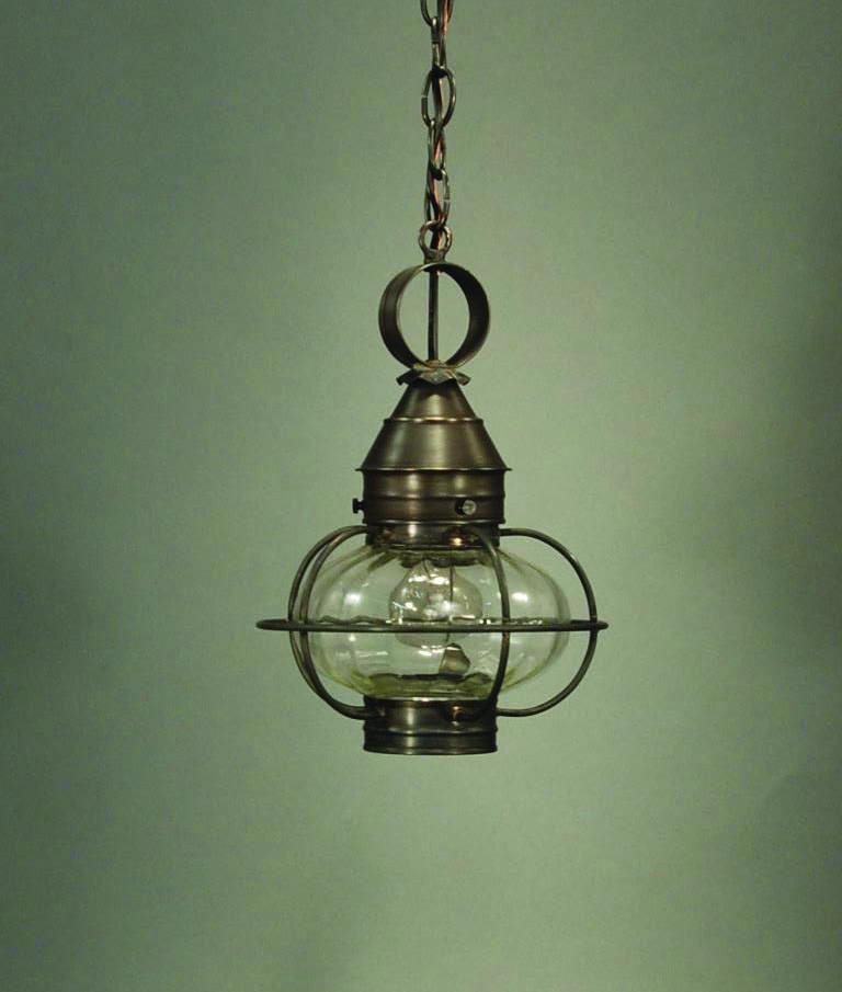 Caged Onion Hanging Dark Antique Brass Medium Base Socket Optic Glass