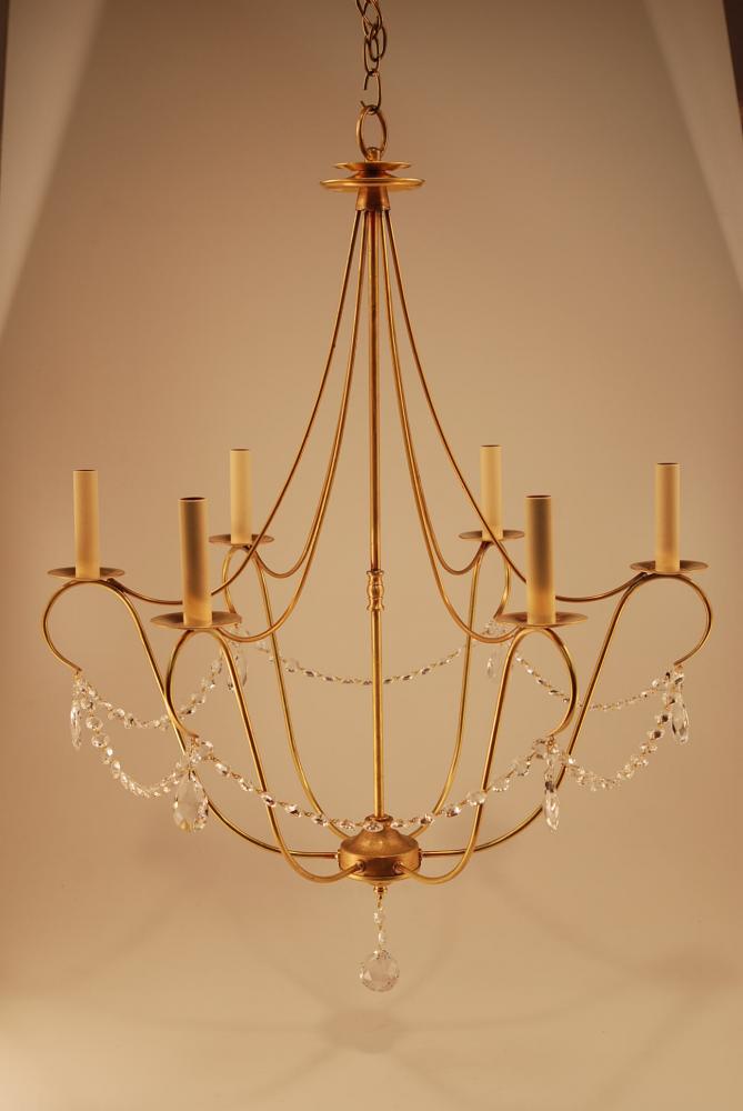 Hanging Dark Brass 6 Candelabra Sockets