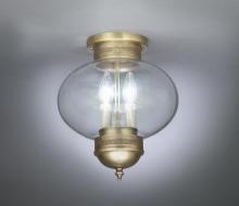 Northeast Lantern 2044-DB-LT2-CSG - Onion Flush No Cage Dark Brass 2 Candelabra Sockets Clear Seedy Glass