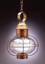 Northeast Lantern 2542-AC-MED-CSG - Caged Onion Hanging Antique Copper Medium Base Socket Clear Seedy Glass