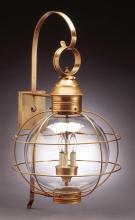 Northeast Lantern 2851-AB-MED-OPT - Caged Round Wall Antique Brass Medium Base Socket Optic Glass