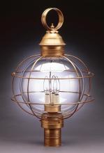 Northeast Lantern 2853-AC-LT3-OPT - Caged Round Post Antique Copper 3 Candelabra Sockets Optic Glass