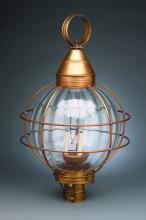 Northeast Lantern 2863-VG-MED-CSG - Caged Round Post Verdi Gris Medium Base Socket Clear Seedy Glass