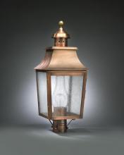 Northeast Lantern 5543-AB-LT3-SMG - Pagoda Post Antique Brass 3 Candelabra Sockets Seedy Marine Glass