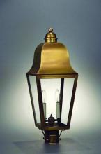 Northeast Lantern 6413-AB-LT2-SMG - Post Fixture  Antique Brass Finish  3 Candelabra Sockets  Seedy Marine Glass