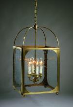 Northeast Lantern 6832-VG-LT4-SMG - Square Corners Hanging Verdi Gris 4 Candelabra Sockets Seedy Marine Glass