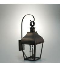 Northeast Lantern 7637-AC-LT2-CSG - Curved Top Wall With Top Scroll Antique Copper 2 Candelabra Sockets Clear Seedy Glass