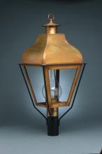 Northeast Lantern 7653-AC-LT3-SMG - Curved Top Post Antique Copper 3 Candelabra Sockets Seedy Marine Glass