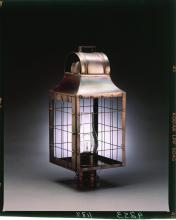 Northeast Lantern 9253-AC-CIM-SMG - Culvert Top H-Rod Post Antique Copper Medium Base Socket With Chimney Seedy Marine Glass