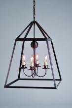 Northeast Lantern 9732-AC-LTU4-SMG - Hanging Antique Copper 4 Candelabra Inverted Cluster Seedy Marine Glass