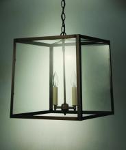 Northeast Lantern ST1415-DB-LT2-CSG - Square Trapezoid Hanging Dark Brass 2 Candelabra Sockets Clear Seedy Glass