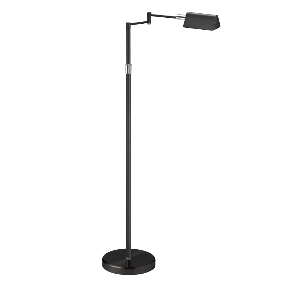 9W LED Swing Arm Floor Lamp, Black Finish