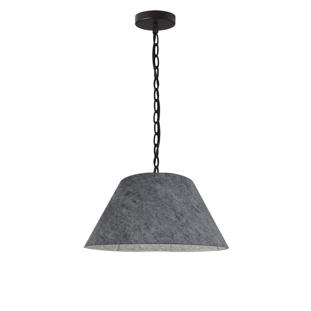 1LT Brynn Small Pendant, GRY Felt Shade, Black