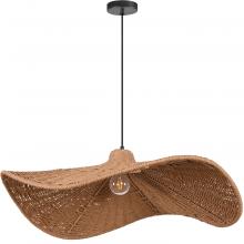 Dainolite SMA-401P-MB - 1LT Incandescent Pendant, w/ Wavy Wicker Shade